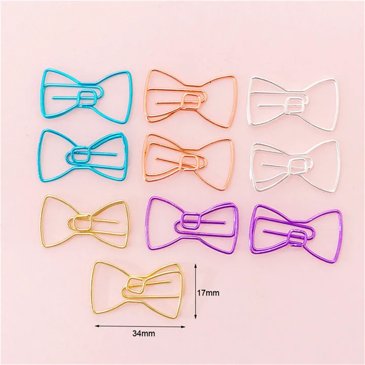 Bow-knot GJCrafts 10 шт./лот креативные милые зажимы для бумаги конверт кактус металлический зажим для бумаги Закладка декоративный файл памятки зажимы канцелярские - Цвет: Bow-knot