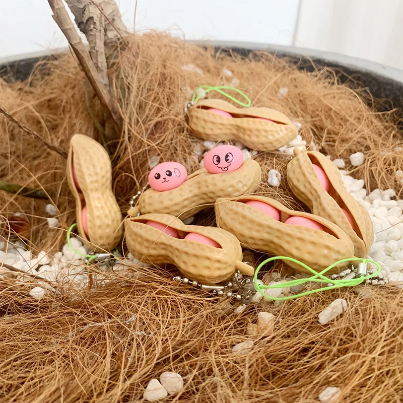 Llaveros de descompresi&oacute;n de cacahuete, juguetes de descompresi&oacute;n de cacahuete, Edamame, juguetes para descomprimir cacahuete, juguete divertido para decoraci&oacute;n del hogar, regalos para chico, 1/3 Uds.-3