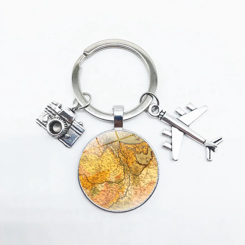 

2020 Fashion Earth Pendant, Camera, Aircraft, Alloy Keychain, Travel Memorial Gift Wallet, Backpack, Keychain, Keyring