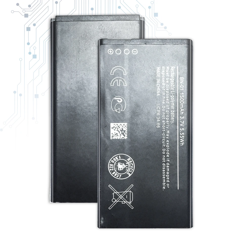 Аккумулятор для смартфона BN-01 1500 мАч Nokia X 1045 RM-980 Normy / X2 + Plus 1013 X2DS BN 01 | Мобильные