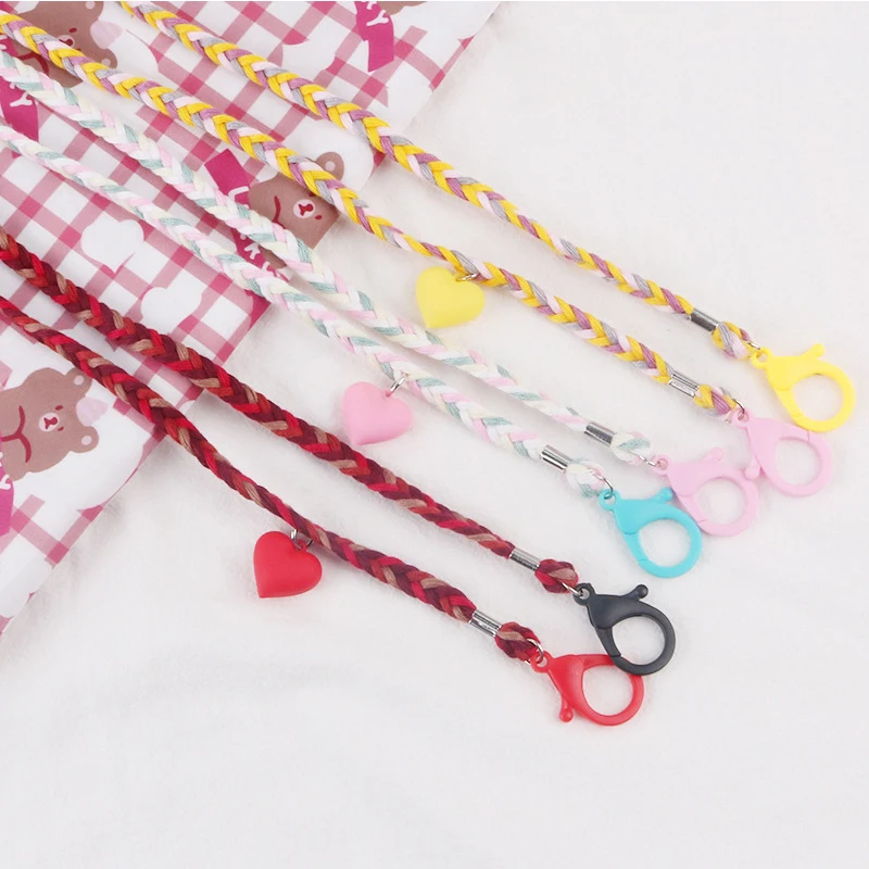 

1PC Cotton Thread Mask Chain For Women Mask Chain Necklace Heart Charm Straps For Sunglasses Eyeglasses Lanyard Neck Holder New