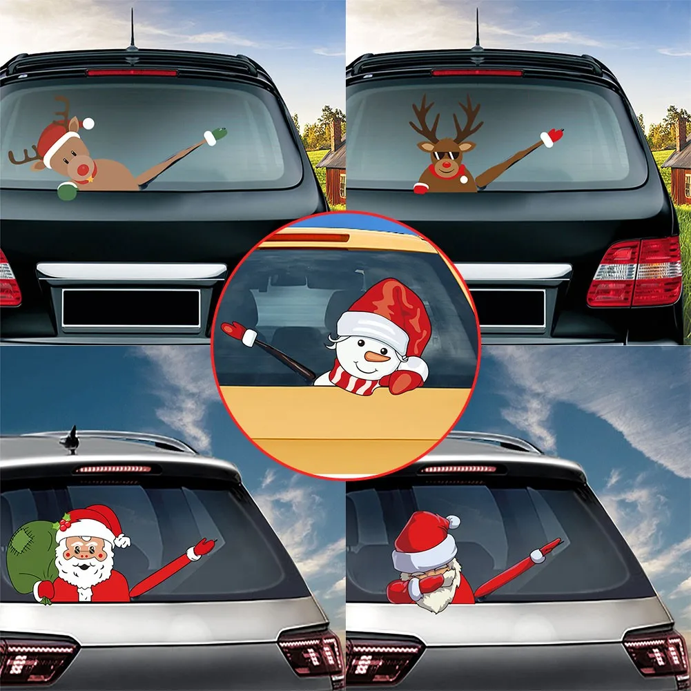

Car Rear Wiper Sticker Christmas Car Windshield Sticker PVC Reflective Rear Casement Wiper Decal Decoration Car