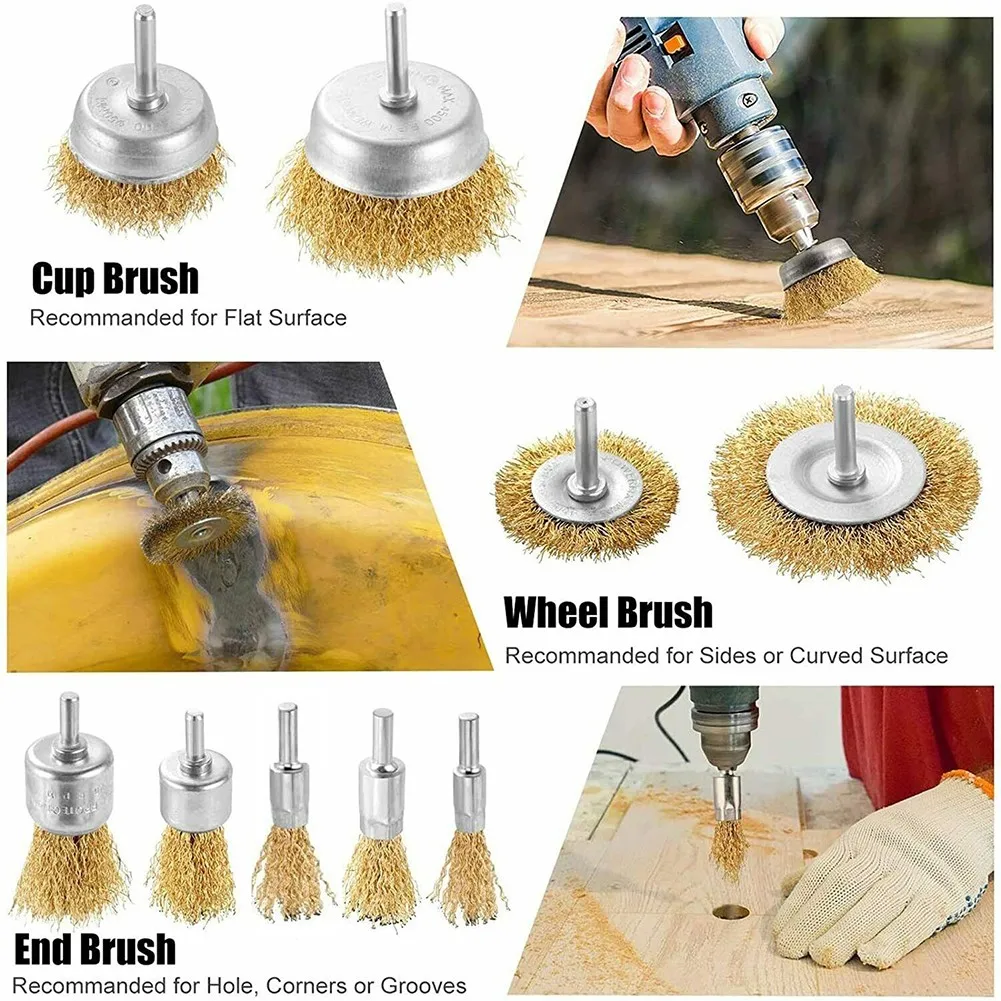 

10 Pcs/set Wire Brush 10pcs/kit Copper Plated For Drill Attachment Kit