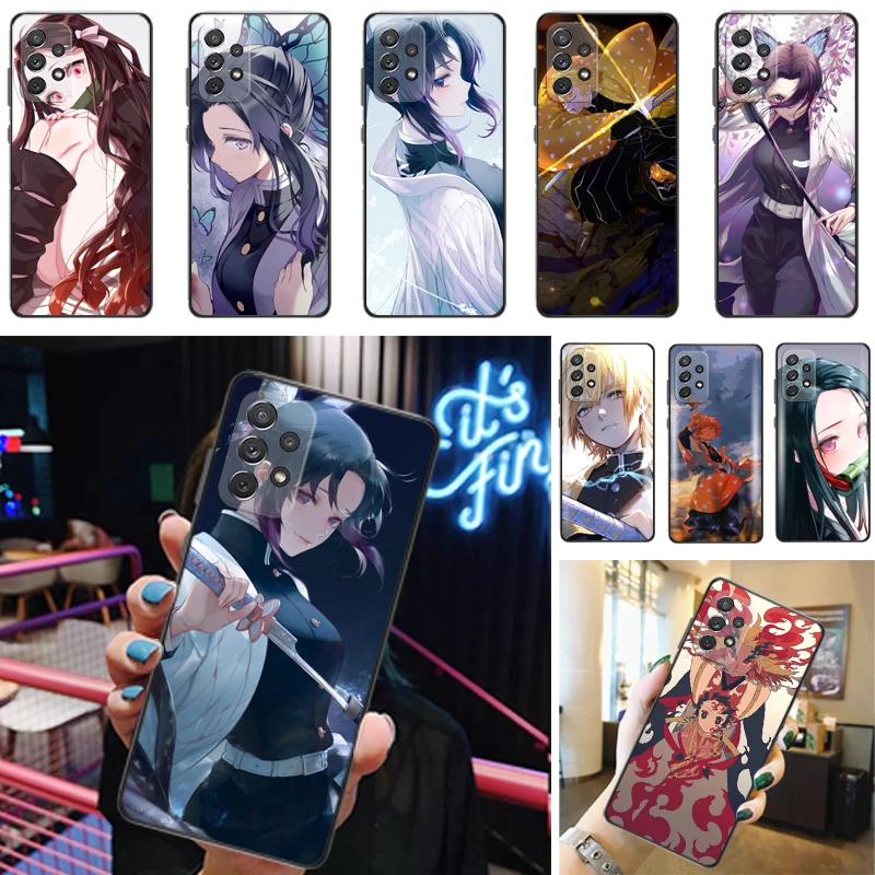 

Demon Slayer Kamado Tanjirou Kimetsu No Yaiba Agatsuma Zenitsu Kamado Nezuko Phone Case For Samsung Galaxy A52 A72 4G 5G Funda