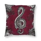 Музыкальный Дракон Готический узор наволочки для дивана украшение китайский Азиатский стиль квадратная Подушка Чехол 40x40