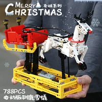 mould king 10010 christmas series electric rc track train winter house model santa sleigh toys children gifts 10015 12012 16011