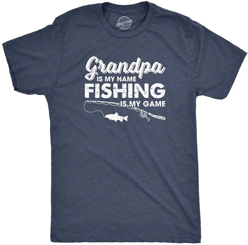 

Mens Grandpa is My Name Fishing is My Game T Shirt Funny Fathers Day Fish Papa T-shirt Karate Graphic Tees Tee Shirt