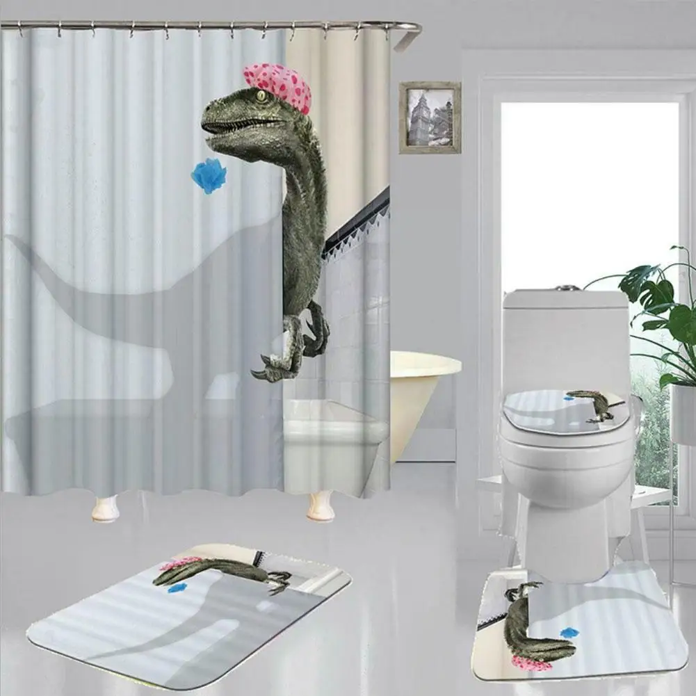 

Симпатичная Водонепроницаемая душевая занавеска в виде динозавра, размер на выбор, декоративная Полиэстеровая занавеска с принтом T9g6
