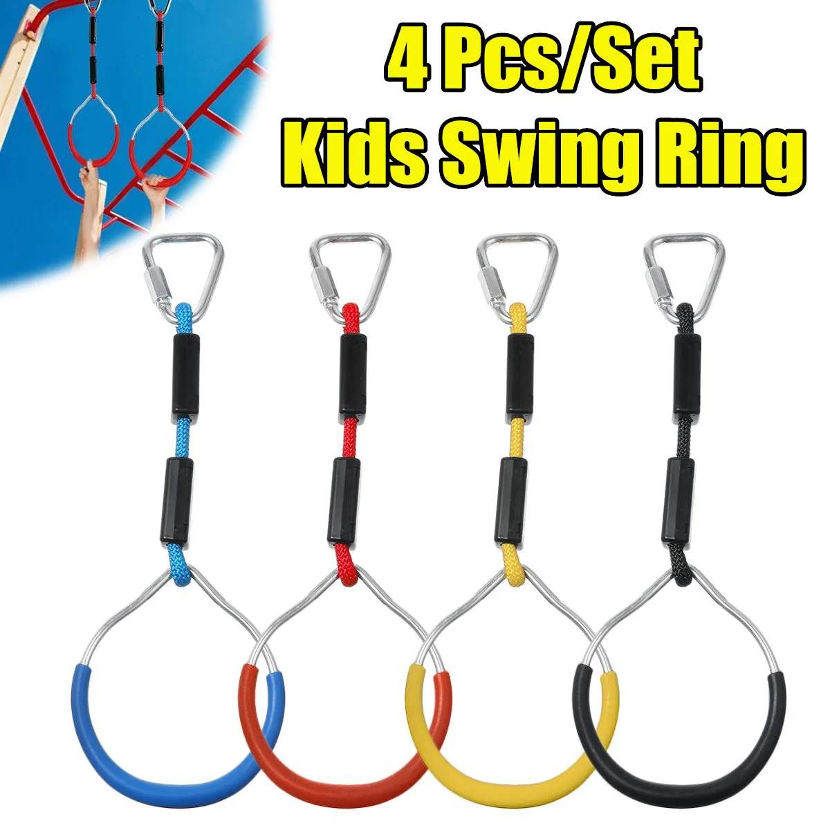 

4PCS Color Ring Swing Bar Children Outdoor Gymnastics Obstacle Course Kit Rock Climbing Accessories Physical Exercise Gift