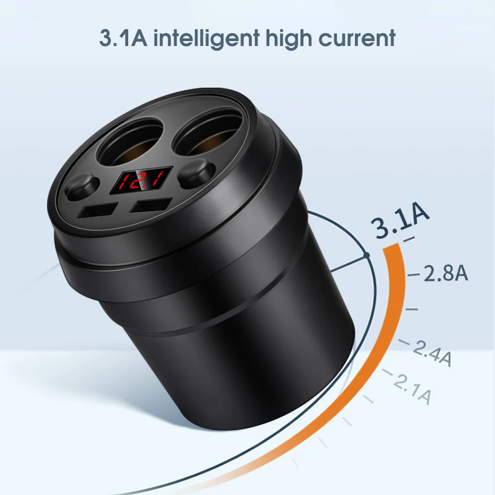 

Dual USB Car Charger DC/5V 3.1A Power Socket Adapter Cigarette Lighter Splitter Mobile Phone Chargers With Voltage LED Display