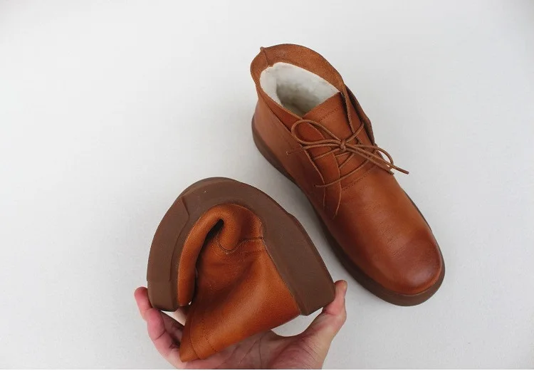 Careaymade/зимняя обувь из натуральной шерсти с высоким берцем, на толстой подошве, из овечьей шерсти, теплые зимние ботинки из хлопка