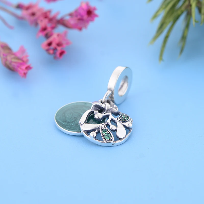 

Браслет-Шарм женский из серебра 925 пробы, с зеленой эмалью, 2021