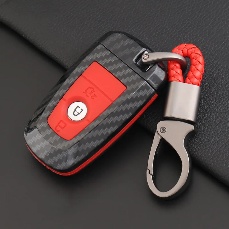 Чехол для ключа из углеродного волокна и силикагеля автомобиля Ford Edge Mustang Everest Smart