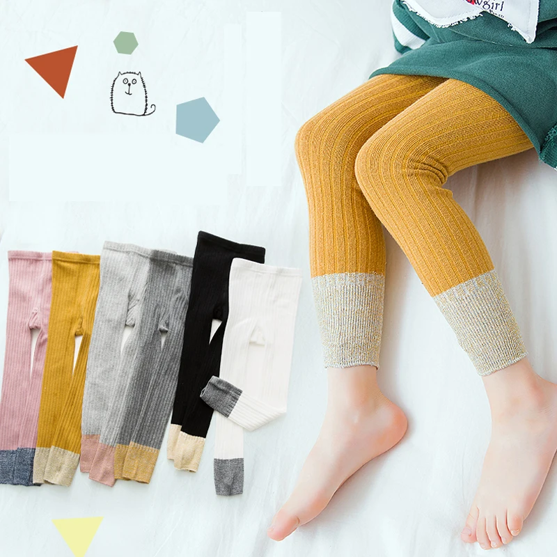 Хлопковые леггинсы для девочек Сезон весна-осень Эластичные детские Теплые