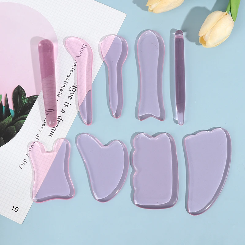 

1Pc Pink Crystal Jade Guasha Board Stone Scraper Scraping Body SPA Massage Tools