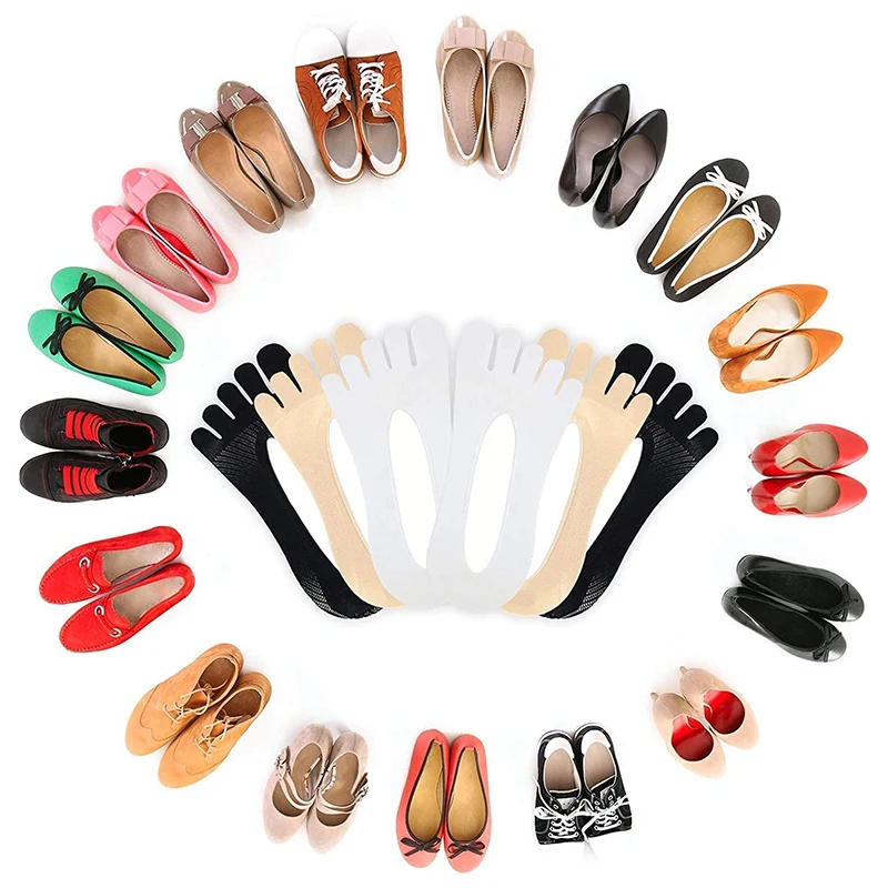 

Hot Sale 5 Pairs Five Toe Breathable Socks Comfortable Non-Slip Low-Cut Liner Invisible Toe Socks for Women Relieve Toe Pain X85