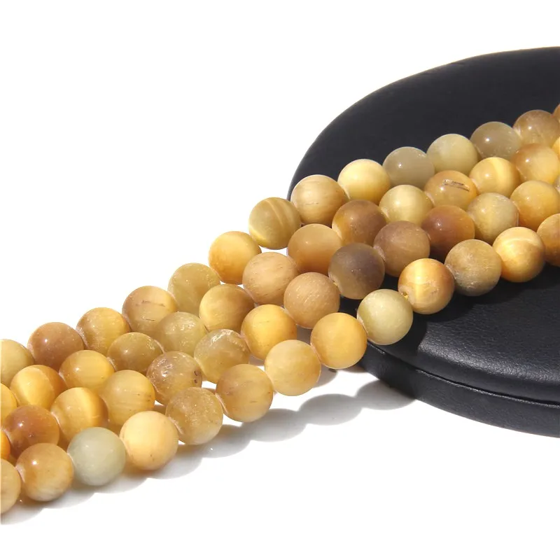 6-12ММ Натуральные матовые бусины круглой формы тигрового глаза золотистого цвета, свободные камни для браслетов, ожерелий, сережек и других украшений.