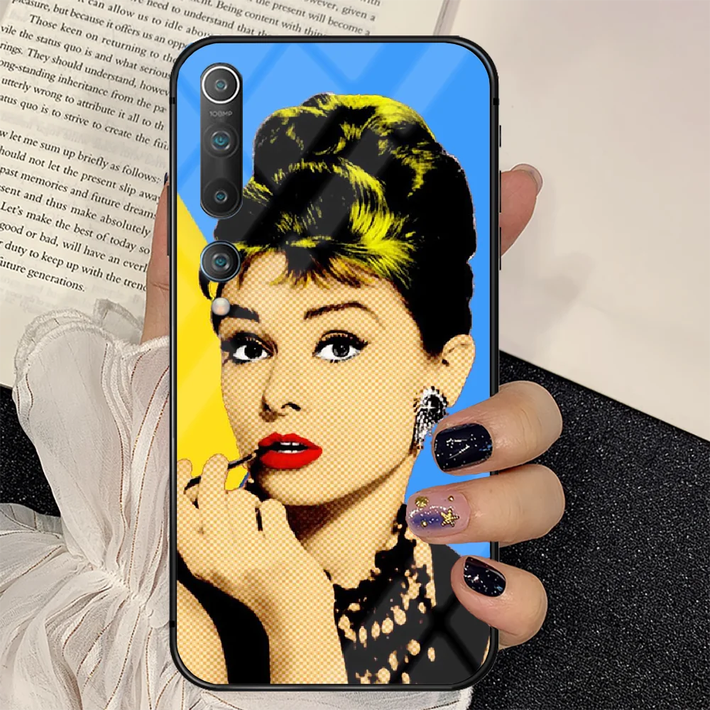 

Audrey Hepburn Fashion Phone Tempered Glass Case Cover for Xiaomi Mi A F X POCO M Note 3 9 10 11 i T Pro Lite Soft Fashion