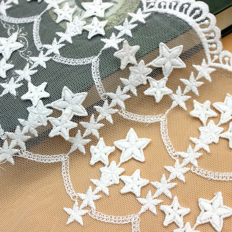 Кружевная аппликация с вышивкой в виде звезд 1 ярд/упаковка 20 см | Дом и сад