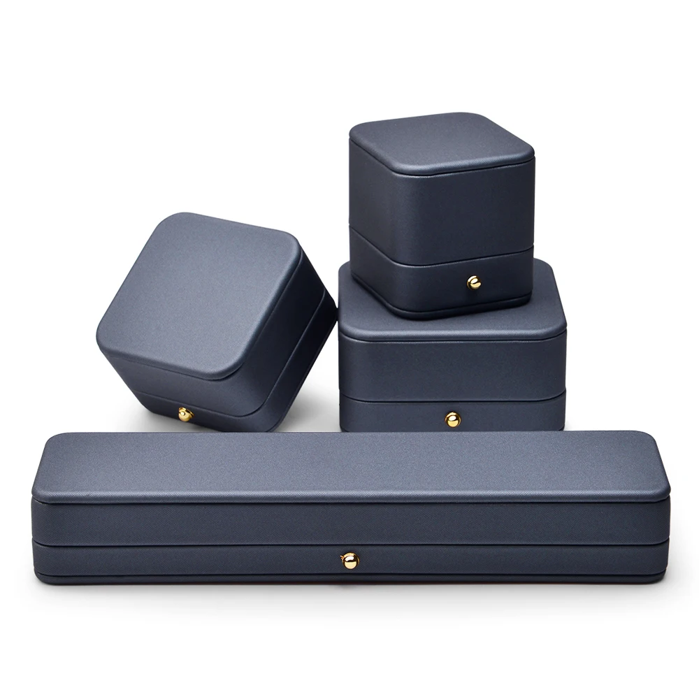 Oirlv Gorgeous Steel-Blue Ring Box Premium Leather Ring Gift Box for Wedding,Proposal Jewelry Storage Case Bracelet, Necklace 2017 top grade stainless steel music video player jewelry set storage show box wedding ring pendant bracelet necklace packaging