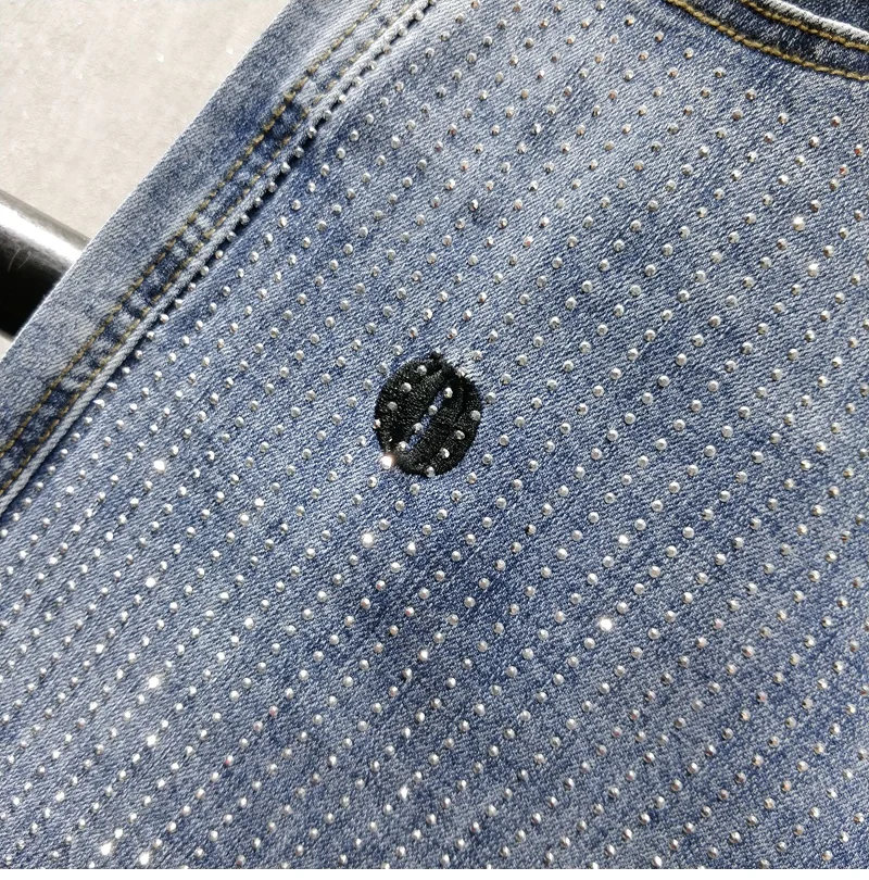 

European Spring and Autumn New Full Hot Drill Loose Jeans Harem Pants Letter Embroidery High Waist Daddy Pants Trousers