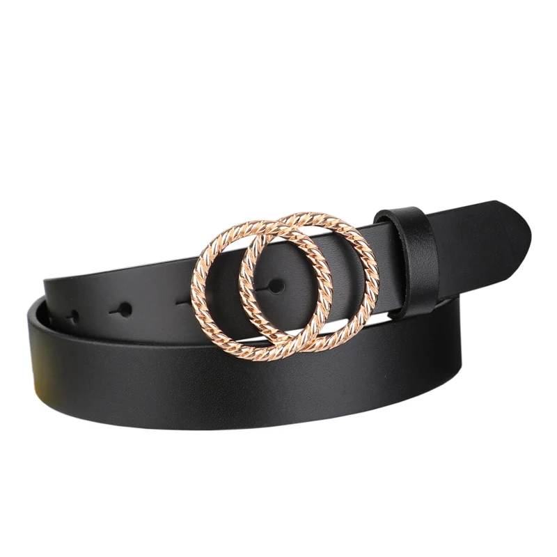 Women Belt Cool Ins European and American-Style Decorative Leather Double Loop Buckle Fashion Wild with A Skirt Belt Green