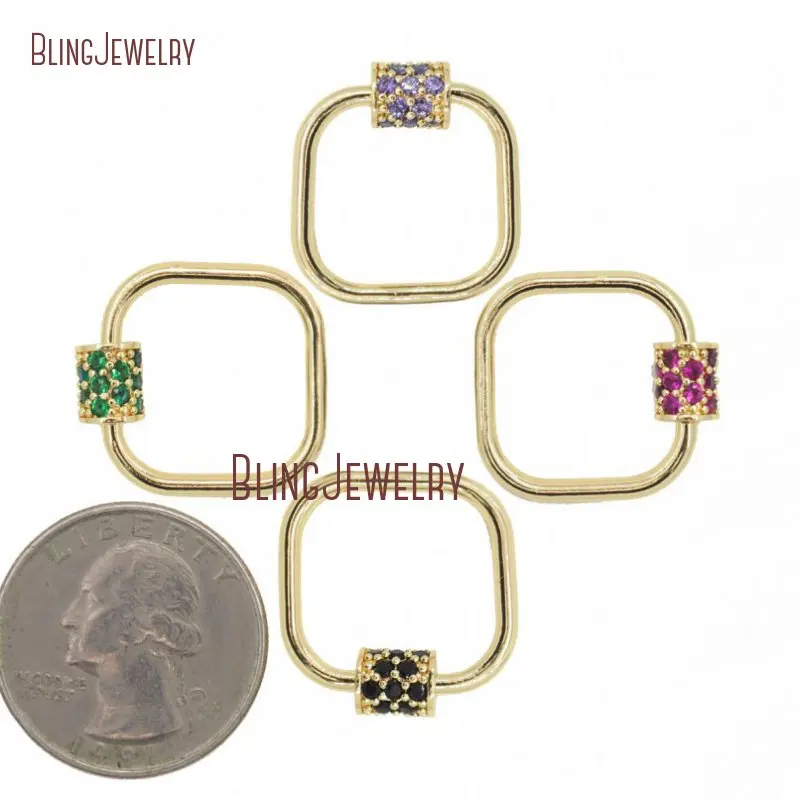 Золотой замок квадратный винтовой с карабином 20 мм FC30040