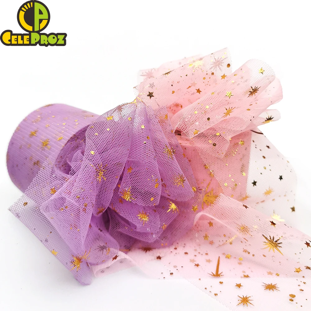 25 ярдов 6 м звездная Тюлевая лента блестящая сетчатая рулонная катушка мягкая