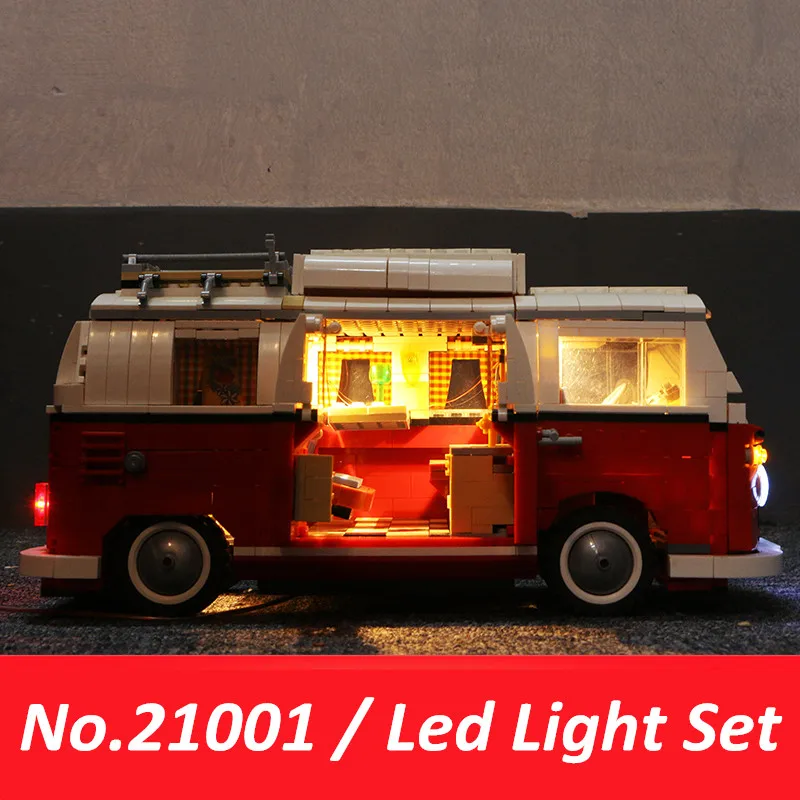 21001 1354 шт T1 Van Camper строительные блоки совместимы с 10220 светодиодный светильник Technic автомобильные игрушки кирпичи для детей