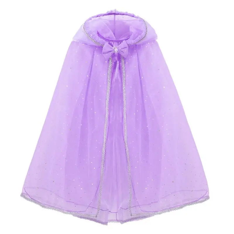 

Girl Sequin Hooded Cloak Princess Accessory Elsa Belle Magic Hair Cape Kids Halloween Mantle Girls Summer Dress Up Clothes