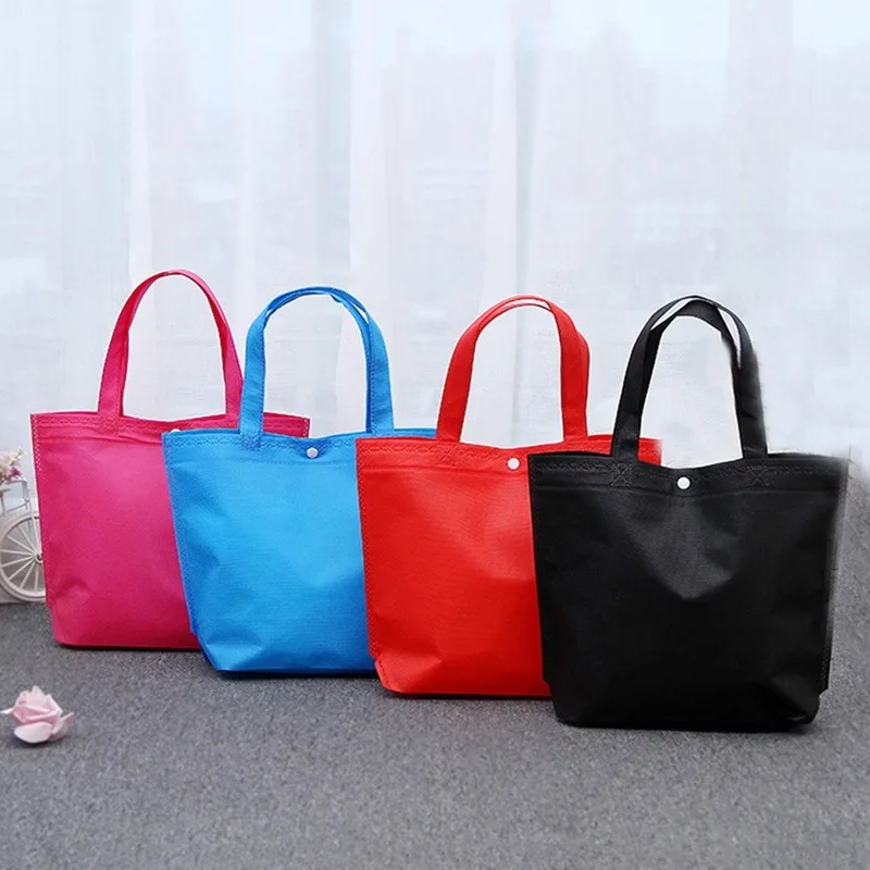 Durable Reusable Shopping Bags Foldable Handbag Non-Woven Button Tote Shopper Large Capacity Grocery Storage Bag Carrier | Багаж и сумки