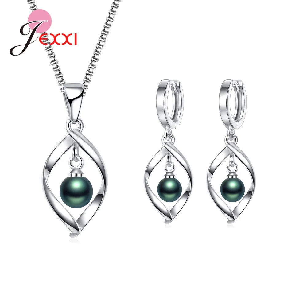 Модные Ювелирные наборы для девочек в Корейском стиле с жемчугом из серебра 925