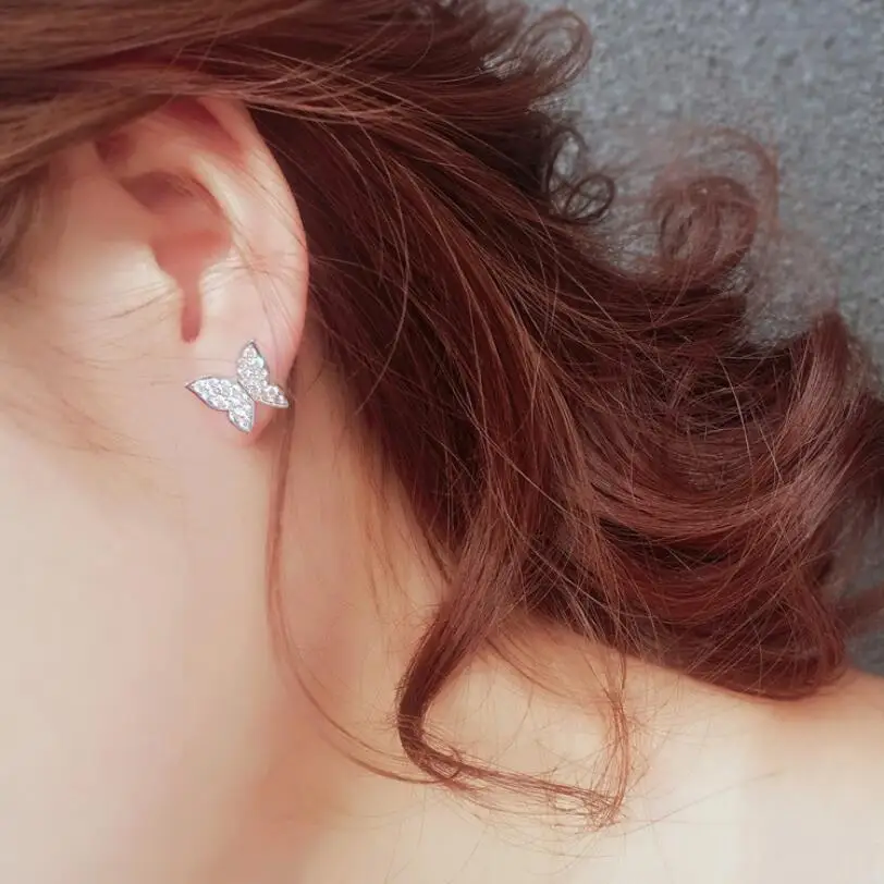 Женские сережки с серебряным покрытием Jclowsexy сверкающие сережки-бабочки из микро