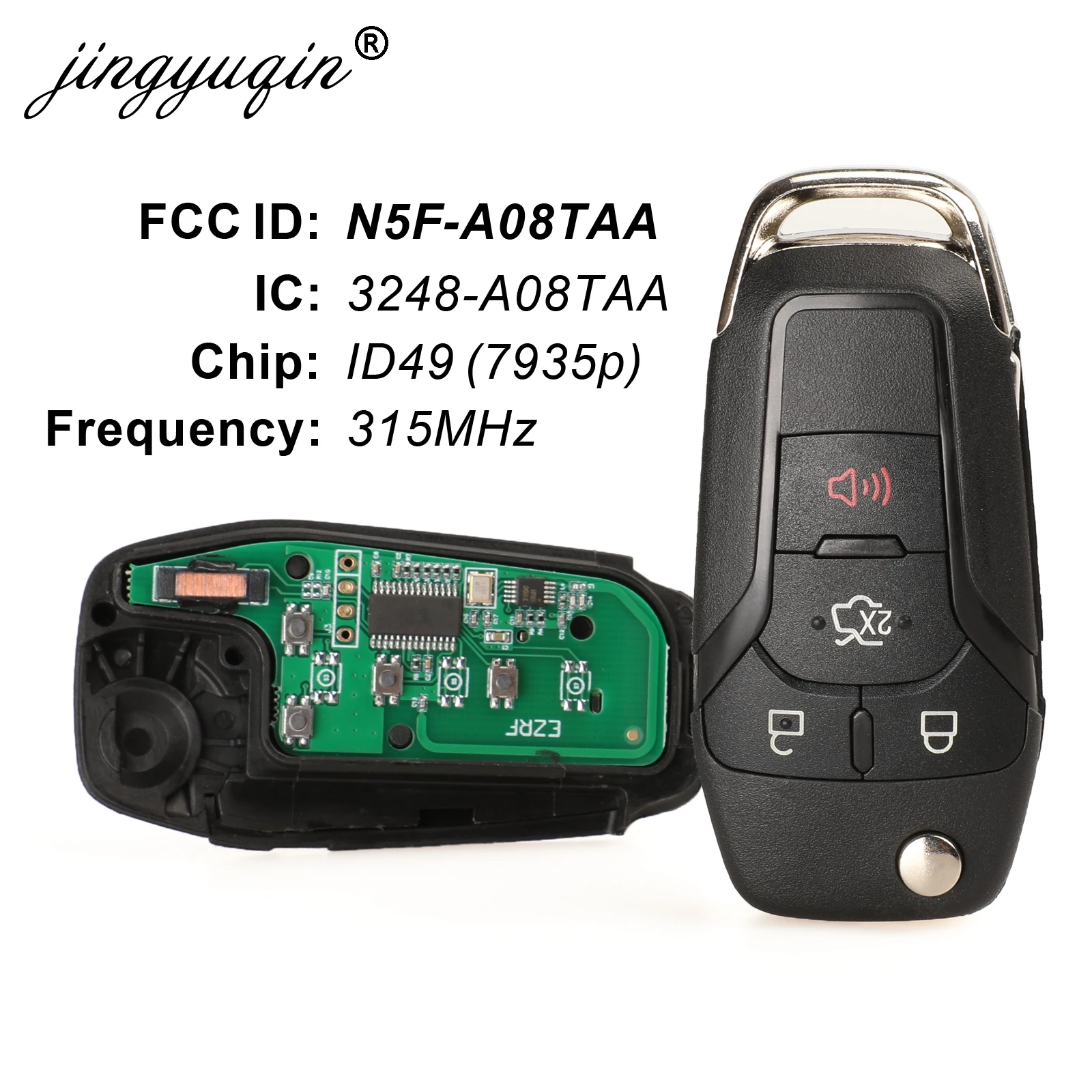 

Bilchave новая Замена умный дистанционный флип-ключ без ключа брелок 4 кнопки 315 МГц для Ford Fusion 2013-2016 FCC N5F-A08TAA ID49