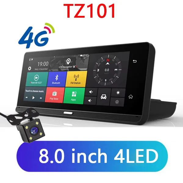 TZ101 Автомобильный видеорегистратор WHEXUNE 8 дюймов, 4G, Android, Full HD, 1080 P, автомобильная камера, gps навигатор, ADAS, двойной объектив, ночное видение, Автомобильный видеорегистратор, видеорегистратор - Название цвета: TZ101
