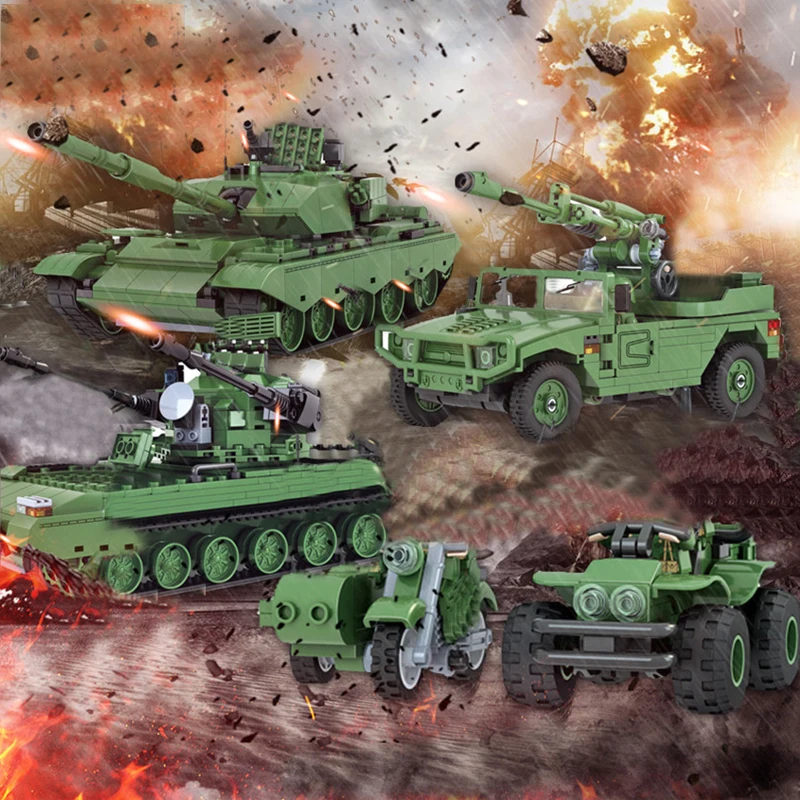 QWZ военный боевой танк модель игрушки Россия T90A морской герой строительные блоки