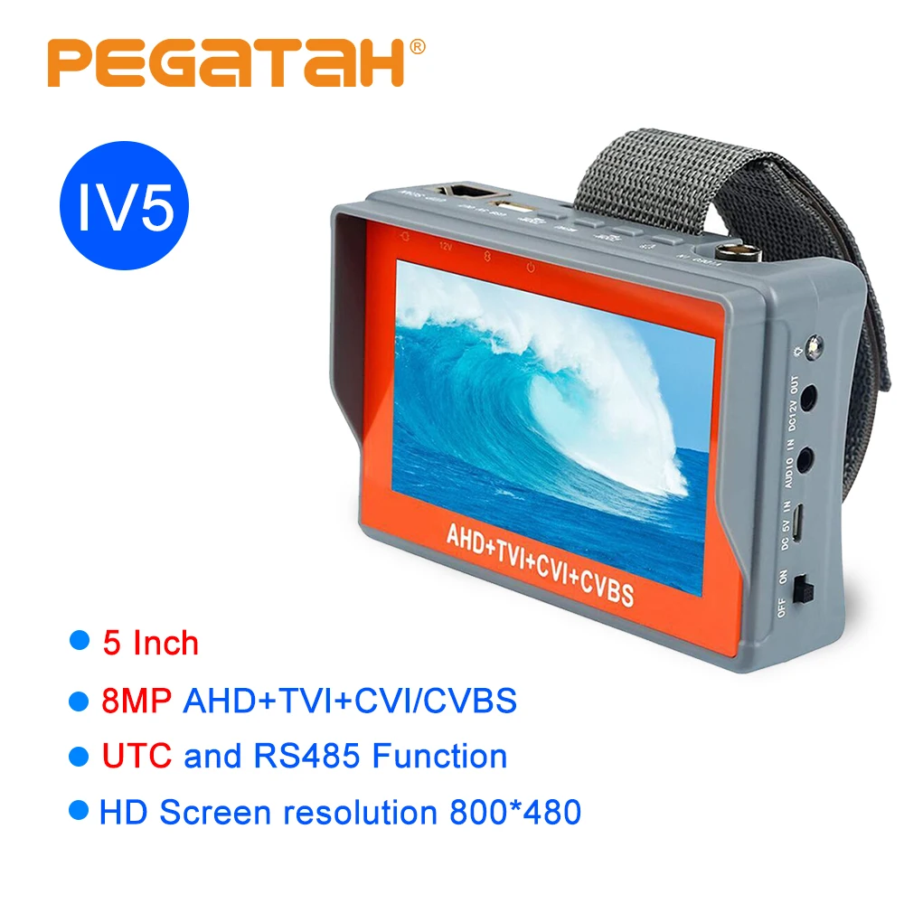 CCTV тестер 5-дюймовый 8MP Камера видео AHD монитора TVI CVI CVBS Мини монитор Поддержка UTC PTZ