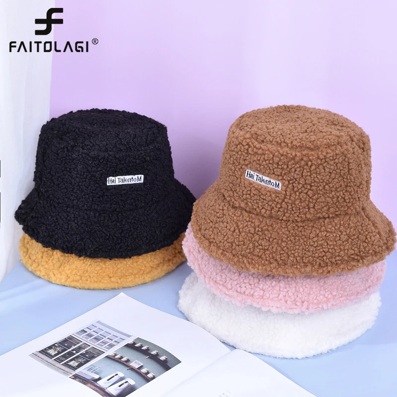 Повседневная однотонная шерстяная Панама из овечьей шерсти для женщин зимняя