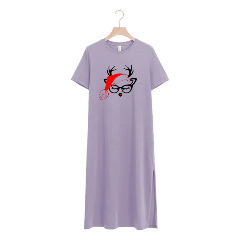 

Повседневные летние женские платья с принтом, длинное платье макси из 94% хлопка с коротким рукавом и открытыми боками, модный сарафан, Рожде...