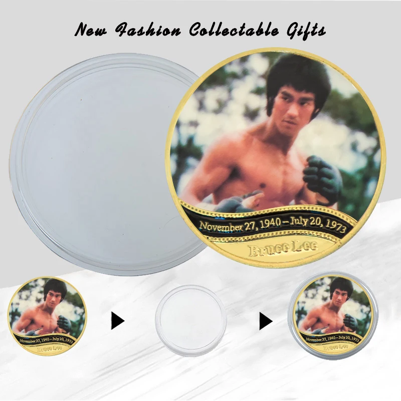 WR актер из фильма Брюс Ли позолоченный фотоальбом с держателем для монет