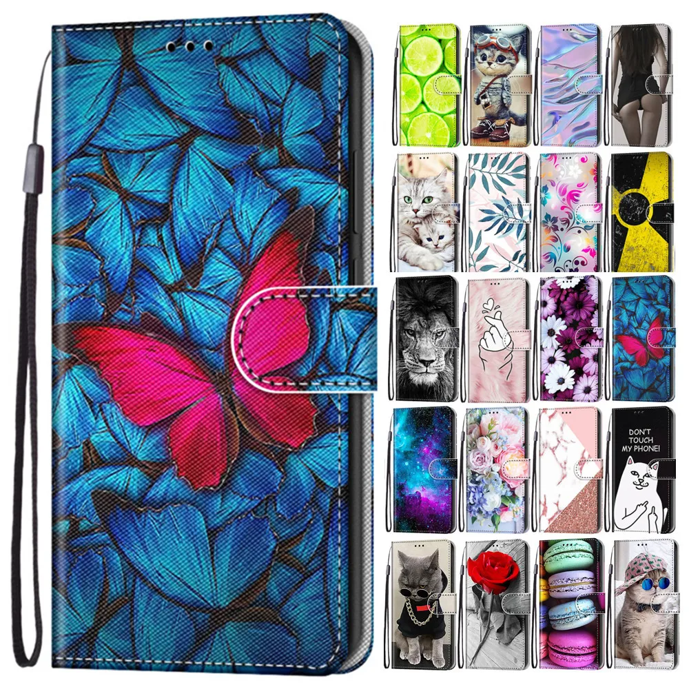 

Case for Fundas Huawei P Smart 2021 Mate 40 Pro P30 P20 P40 Lite E Y5P Y6P Y7P Flip Wallet Leather Cute 3D Painted Phone Cover