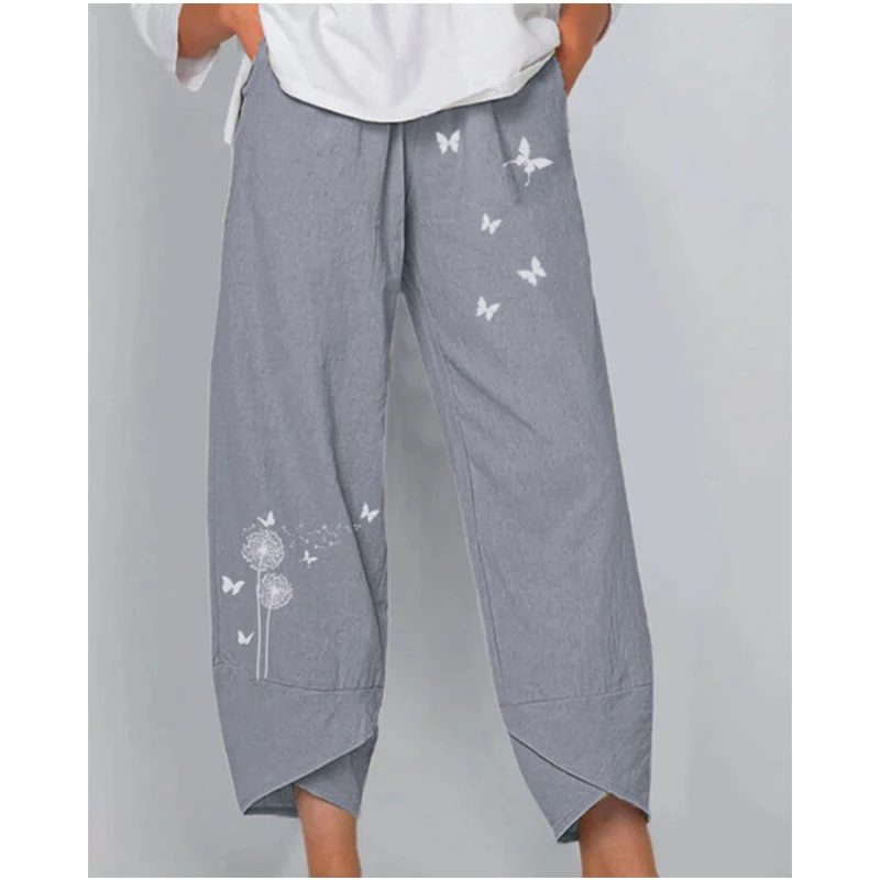 

Casual Women Retro Dandelion Butterfly Harem Pants Trousers Baggy Boho Loose Festival High Waist Summer Calf-Length Comfort