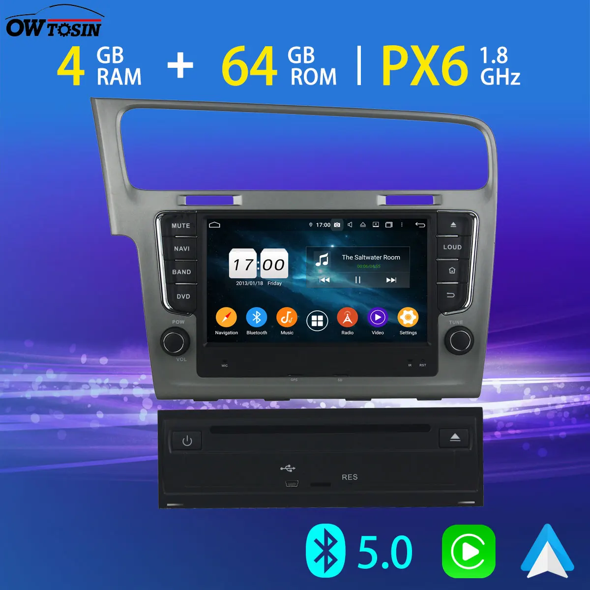 Автомобильный мультимедийный плеер 8 дюймов PX6 4 Гб + 64 ГБ памяти Bluetooth 5 0