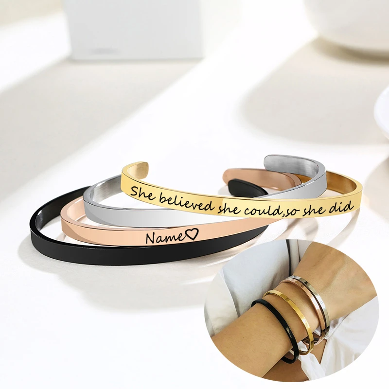 5 мм Женский браслет из нержавеющей стали на заказ вдохновляющие браслеты с