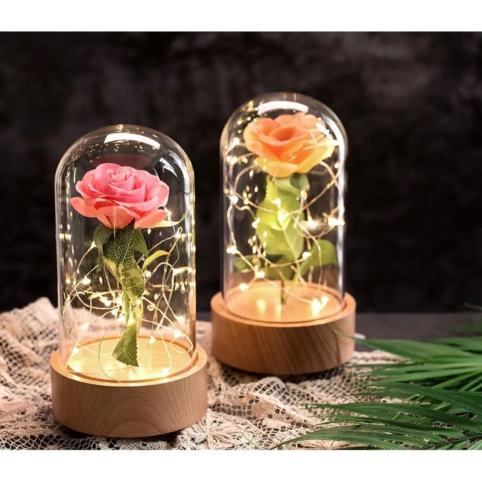 

NEW Forever Flowers Rotating Music Box Beauty and The Beast Eternal Rose In Glass for Valentine's Day Christmas Gift Girlfriend
