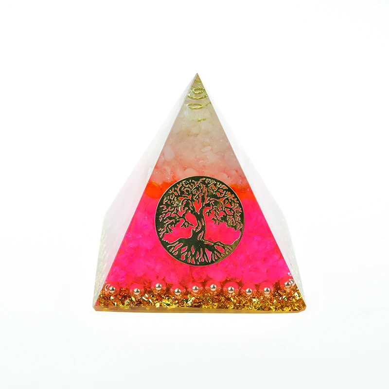 Anahata Chakra Gabriel Orgonite Pyramid Resin Jewelry Decoration Natural Powder Crystal Crafts Tree of Life Crystal Ornaments