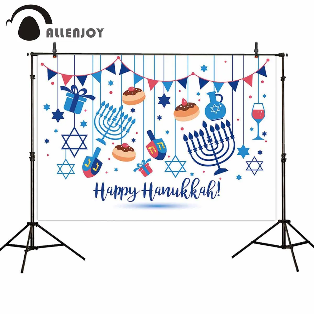 Allenjoy счастливый Hanukkah фон для фотосъемки флаги подарок Menorah звезды Свеча