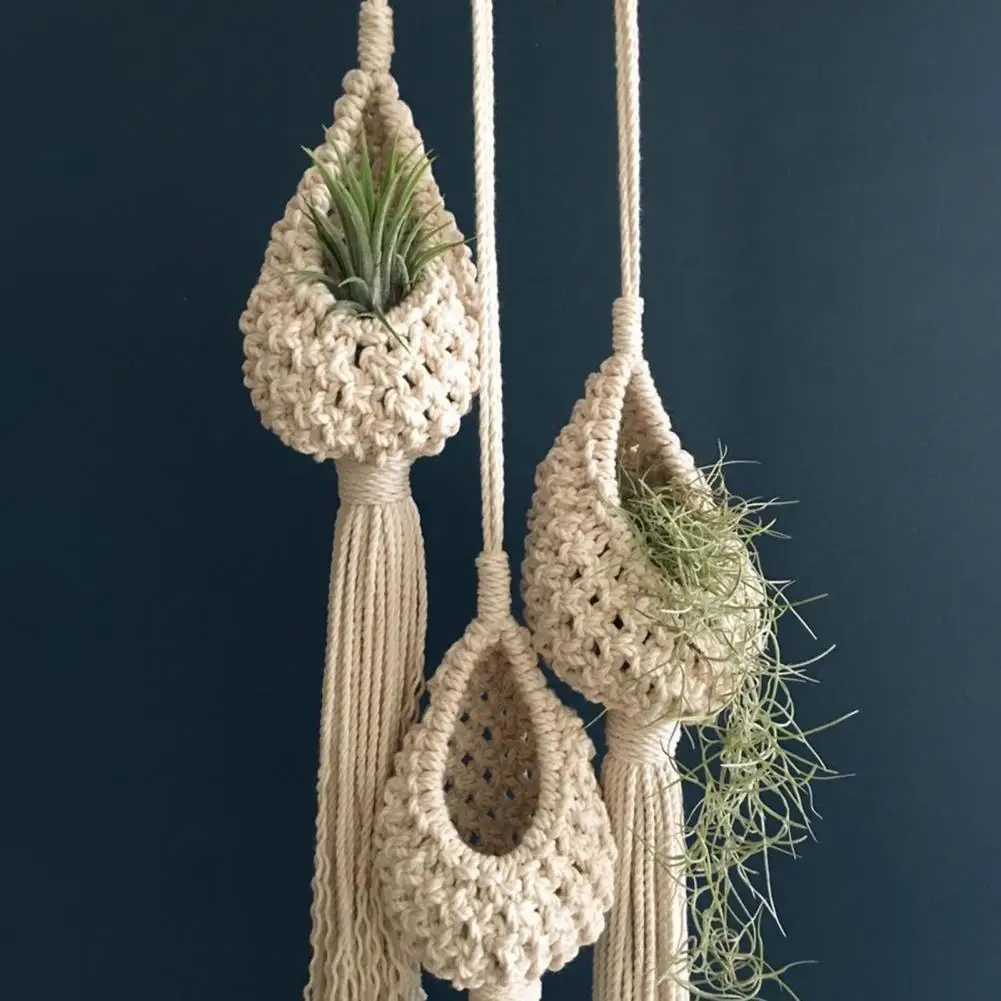 

Hanging Basket Pineapple Shape Landscaping Cotton Macrame Flower Planter for Living Room