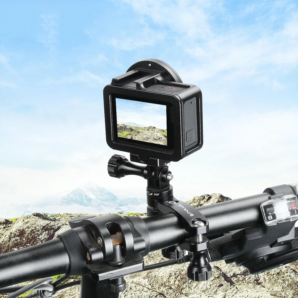 360 Degree Rotation Bike Aluminum Handlebar Adapter Mount &amp Screw for GoPro HERO7/6/5/4 Session /3+/DJI OSMO Action/Xiaoyi |