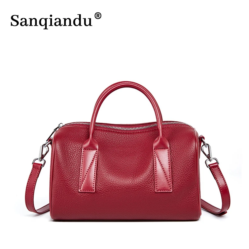 

Женские сумки, дизайнерские дамские сумочки, сумка-тоут из натуральной кожи с бостонской подушкой, роскошные сумки, женская сумка-мессендже...